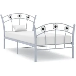 vidaXL Cadre de lit avec design de football Gris Métal 90x200 cm pas cher