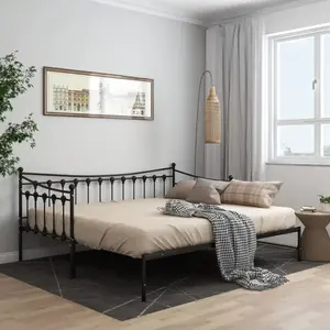 vidaXL Cadre de canapé-lit extensible Noir Métal 90x200 cm pas cher