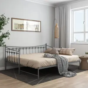 vidaXL Cadre de canapé-lit extensible Gris Métal 90x200 cm pas cher