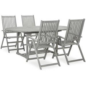 vidaXL Mobilier à dîner de jardin 5 pcs Bois d'acacia massif Gris pas cher