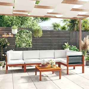 vidaXL Salon de jardin 6 pcs avec coussins Crème Bois d'acacia solide pas cher