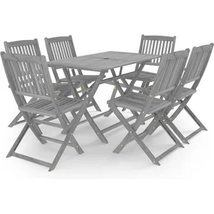 vidaXL Mobilier à dîner de jardin 7 pcs Bois d'acacia massif Gris pas cher