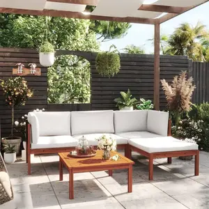 Comparateur de prix : vidaXL Salon de jardin 5 pcs avec coussins Crème Bois d'acacia solide