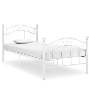 vidaXL Cadre de lit Blanc Métal 90x200 cm pas cher
