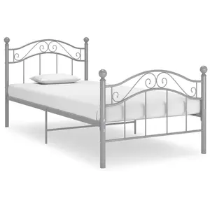 vidaXL Cadre de lit Gris Métal 100x200 cm pas cher