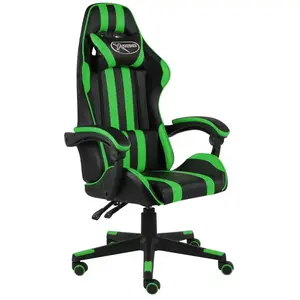 vidaXL Fauteuil de jeux vidéo Noir et vert Similicuir pas cher