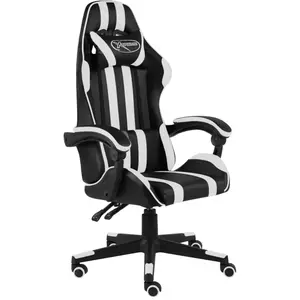 vidaXL Fauteuil de jeux vidéo Noir et blanc Similicuir pas cher