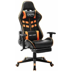 Comparateur de prix : vidaXL Chaise de jeu avec repose-pied Noir et orange Cuir artificiel