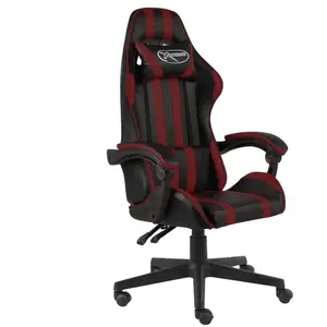 vidaXL Fauteuil de jeux vidéo Noir et rouge bordeaux Similicuir pas cher