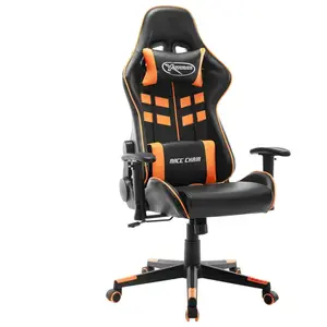 vidaXL Chaise de jeu Noir et orange Cuir artificiel pas cher