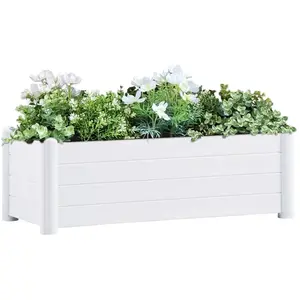 vidaXL Lit surélevé de jardin PP Blanc 100x43x35 cm pas cher