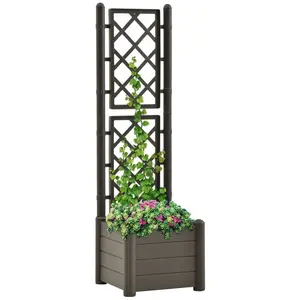 Comparateur de prix : vidaXL Jardinière avec treillis 43x43x142 cm PP Anthracite