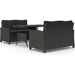 vidaXL - 3-delige - Tuinset - met - kussens - poly - rattan - zwart pas cher