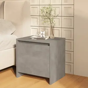 vidaXL Table de chevet gris béton 45x34x44,5 cm bois d'ingénierie pas cher