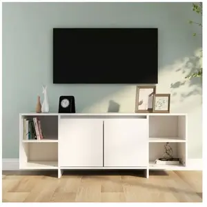 vidaXL Meuble TV blanc 130x35x50 cm bois d'ingénierie pas cher