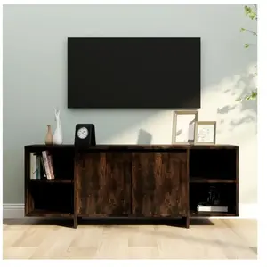 vidaXL Meuble TV chêne fumé 130x35x50 cm bois d'ingénierie pas cher