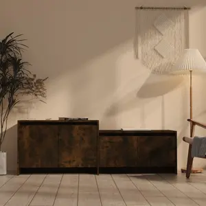 vidaXL Meuble TV Chêne fumé 146,5x35x50 cm Aggloméré pas cher
