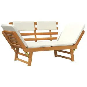 vidaXL Banc de jardin avec coussins 2-en-1 190 cm Bois d'acacia massif pas cher
