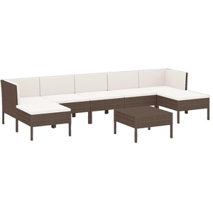 vidaXL Salon de jardin 8 pcs avec coussins Résine tressée Marron pas cher
