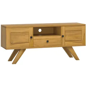 vidaXL Meuble TV 110x30x50 cm Bois de teck solide pas cher