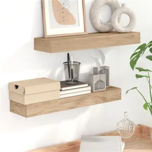 vidaXL Vidaxl Étagères Murales 2 Pcs 60x15x4 Cm Bois De Teck Massif pas cher