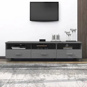 vidaXL Meuble TV HAMAR Gris foncé 158x40x40 cm Bois massif de pin pas cher