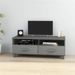 vidaXL Meuble TV HAMAR Gris foncé 106x40x40 cm Bois massif de pin pas cher