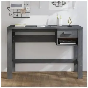 vidaXL Bureau HAMAR Gris foncé 110x40x75 cm Bois massif de pin pas cher