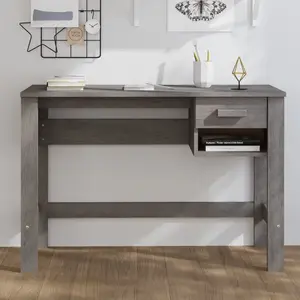 vidaXL Bureau HAMAR Gris clair 110x40x75 cm Bois massif de pin pas cher