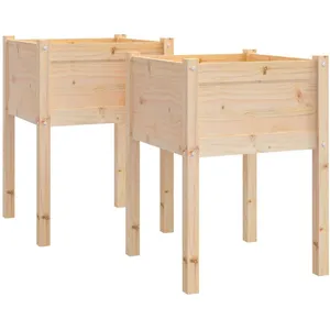 vidaXL Jardinières d'extérieur 2 pcs 50x50x70 cm Bois de pin massif pas cher
