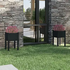 vidaXL Jardinières d'extérieur 2pcs Noir 40x40x70cm Bois de pin massif pas cher