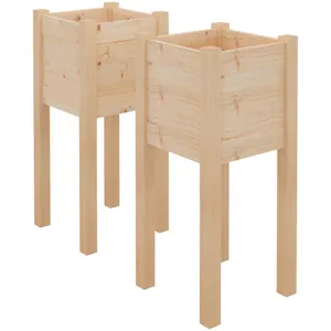vidaXL Jardinières d'extérieur 2 pcs 31x31x70 cm bois de pin massif pas cher