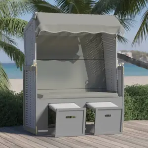 Comparateur de prix : vidaXL Strandkorb avec auvent Résine tressée et bois solide Gris