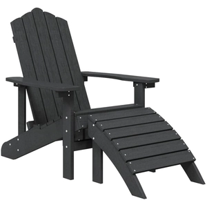 vidaXL Chaise de jardin Adirondack avec repose-pied PEHD anthracite pas cher