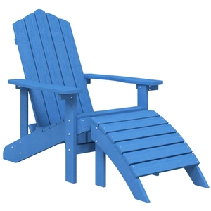 vidaXL Chaise de jardin Adirondack avec repose-pied PEHD bleu marine pas cher