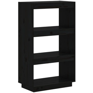 vidaXL Bibliothèque/Séparateur de pièce Noir 60x35x135 cm Pin massif pas cher