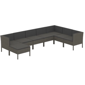 vidaXL Salon de jardin 8 pcs avec coussins Résine tressée Gris pas cher