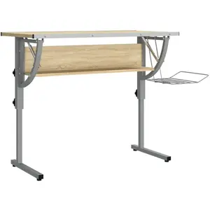 vidaXL Bureau d'artisanat chêne sonoma et gris 110x53x(58-87) cm pas cher