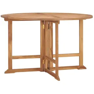 vidaXL Table à dîner de jardin pliable Ø110x75 cm Bois massif de teck pas cher