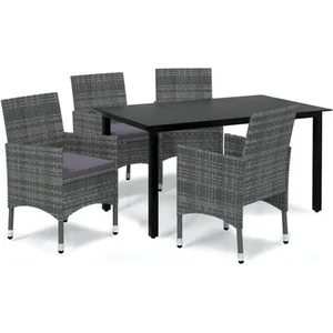 vidaXL Mobilier à dîner de jardin et coussins 5pcs Résine tressée Gris pas cher
