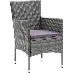 vidaXL Mobilier à dîner de jardin et coussins 7pcs Résine tressée Gris pas cher