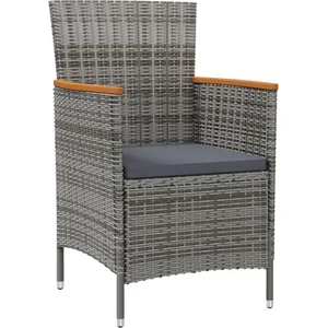 vidaXL Salon d'extérieur 7 pcs et coussins Résine tressée Noir et Gris pas cher
