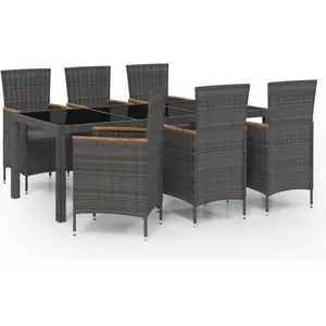 vidaXL Salon d'extérieur 7 pcs et coussins Résine tressée Noir et Gris pas cher