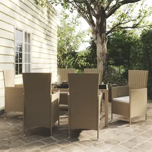 vidaXL Mobilier à dîner de jardin 7 pcs coussins Résine tressée Beige pas cher