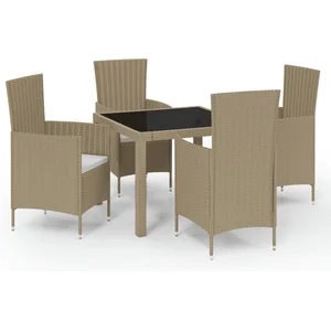 vidaXL Mobilier à dîner de jardin 5 pcs coussins Résine tressée Beige pas cher