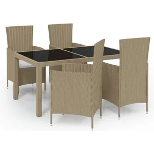 vidaXL Mobilier à dîner de jardin 5 pcs coussins Résine tressée Beige pas cher
