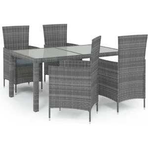 vidaXL Ensemble à manger d'extérieur 5pcs coussins résine tressée gris pas cher