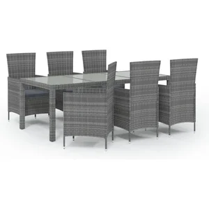 vidaXL Salon de jardin 7 pcs avec coussins Résine tressée Gris pas cher