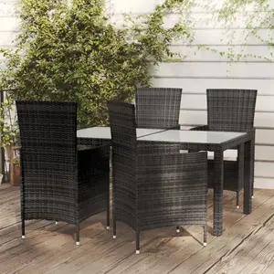 Comparateur de prix : vidaXL Salon d'extérieur 5 pcs avec coussins Résine tressée Noir