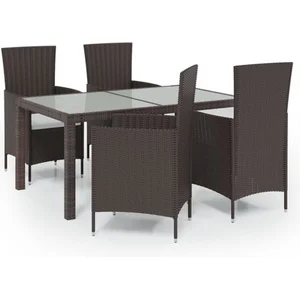 vidaXL Salon d'extérieur 5 pcs avec coussins Résine tressée Marron pas cher